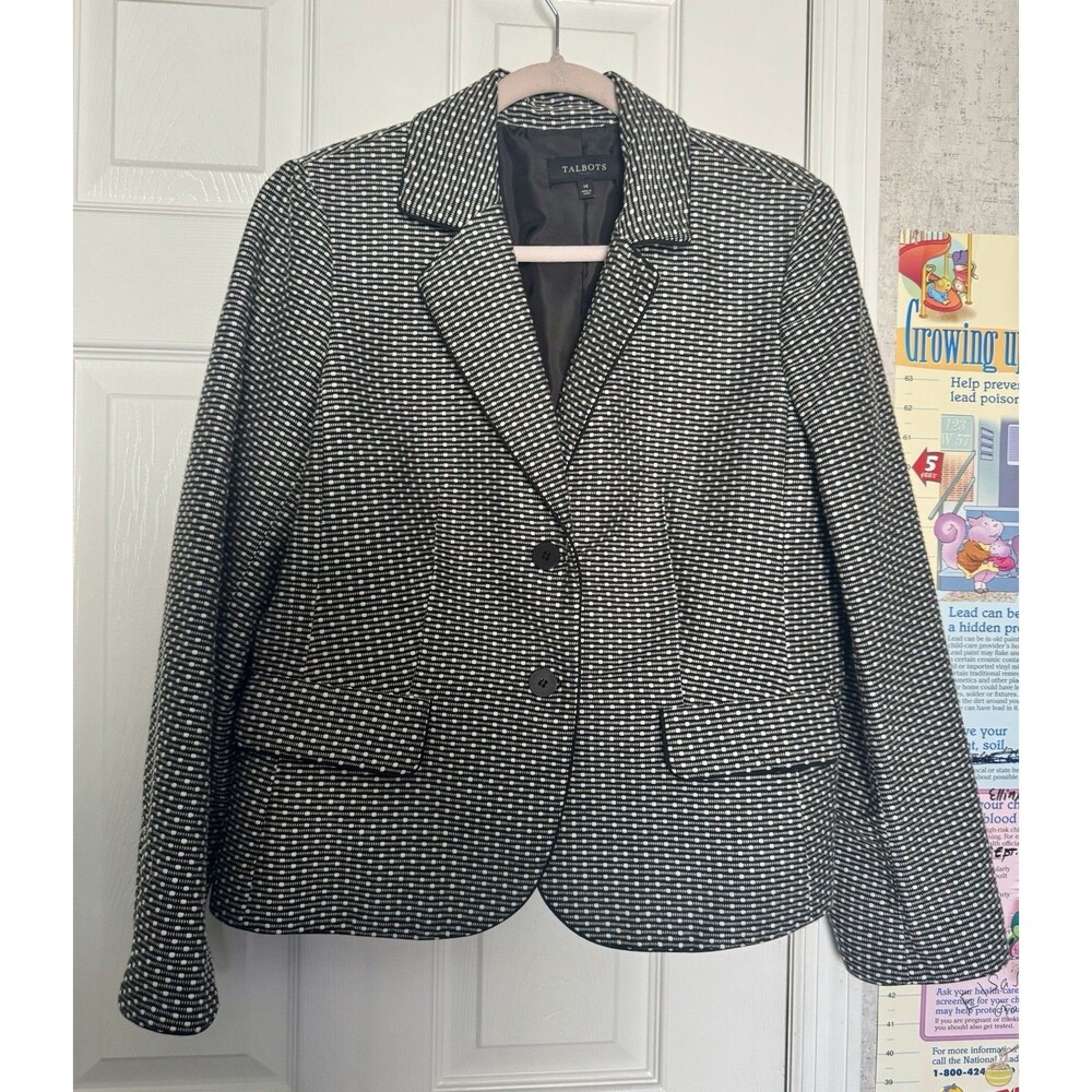 NWOT Talbots Size 14 Women’s Blazer White Black